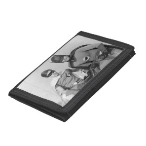 Robin and Batman Standing in Batmobile Trifold Wallet