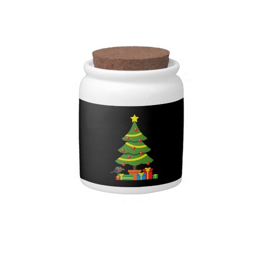 Robin And Colorful Presents Under Christmas Tree Candy Jar