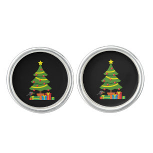 Robin And Colorful Presents Under Christmas Tree Cufflinks
