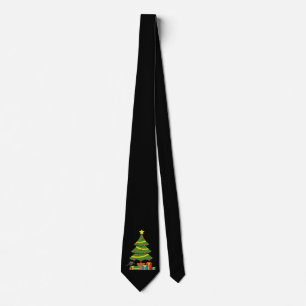 Robin And Colorful Presents Under Christmas Tree Neck Tie