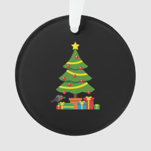 Robin And Colorful Presents Under Christmas Tree Ornament