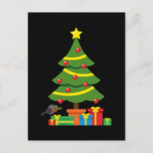 Robin And Colorful Presents Under Christmas Tree Postcard