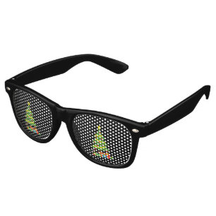 Robin And Colorful Presents Under Christmas Tree Retro Sunglasses