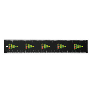 Robin And Colorful Presents Under Christmas Tree Ruler