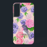 Robin and flowers, watercolor pattern samsung galaxy s22  case<br><div class="desc">Watercolor made of anemone,  peony and hydrangea flowers,  and robin birds.</div>