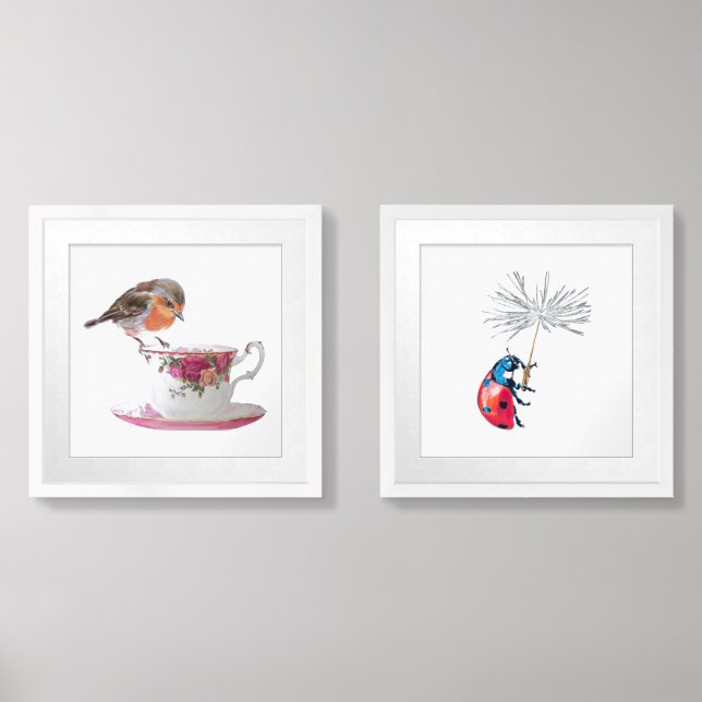 Robin and Lady Bug framed prints (Front)