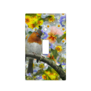 Robin Bird And Flowers Light Switch Cover