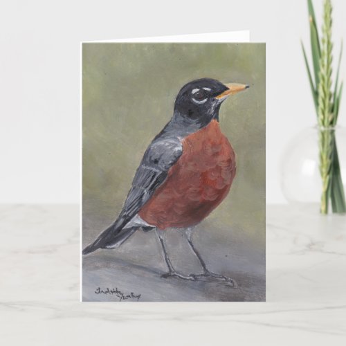 Robin Bird Art Folded Greeting Card