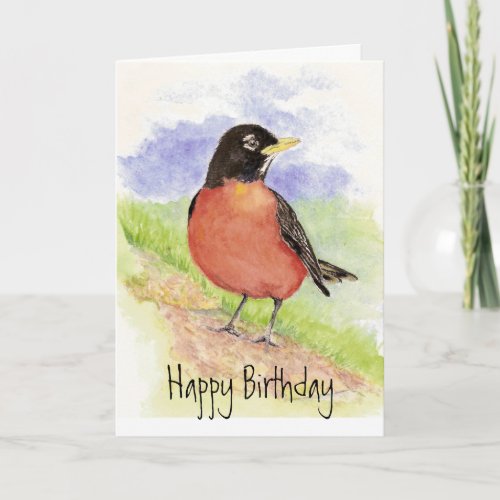 Robin _ Bird  Birthday  Greeting Card