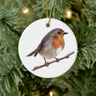 Robin Bird (Erithacus Rubecula) Christmas Decor Ceramic Ornament