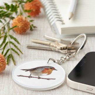 Robin Bird (Erithacus Rubecula) Keychain