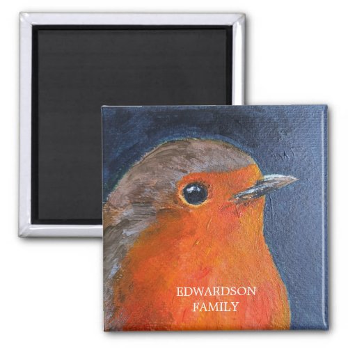 Robin bird family monogram name magnet