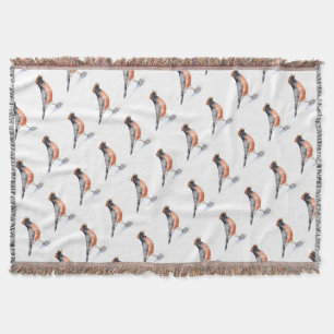 Robin Bird in Hat Throw Blanket