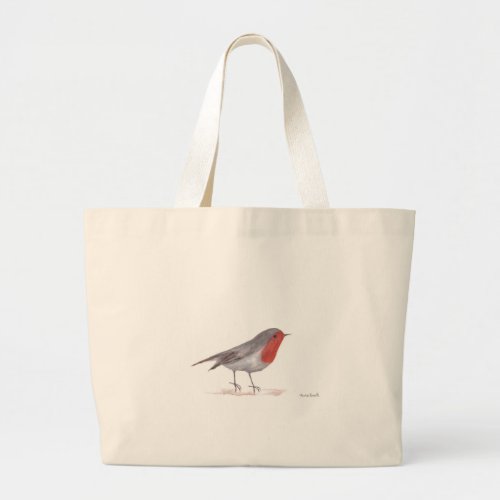 Robin bird large tote bag