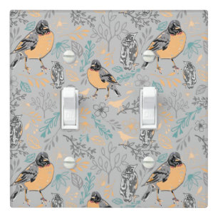 Robin Bird Mama and Baby Summer Brood Floral Decor Light Switch Cover