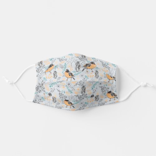Robin Bird Mama and Baby Summer Brood Flowers Adult Cloth Face Mask