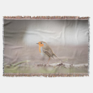 Robin Bird Nature Photo Throw Blanket