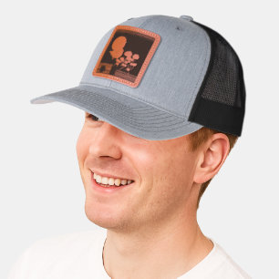 Robin Bird Red Sun Illustration Leather Patch Hat