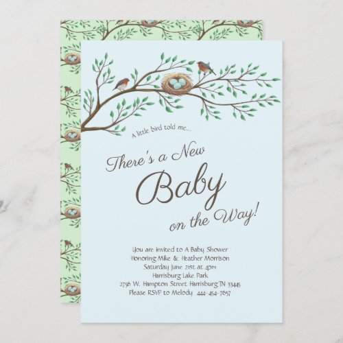 Robin Bird Spring Baby Shower Co_Ed Gender Neutral Invitation