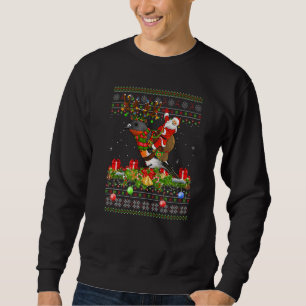 Robin Bird  Ugly Santa Riding Robin Christmas Sweatshirt