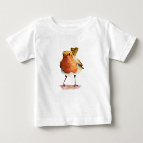 Robin Bird Watercolor Painting Baby T_Shirt