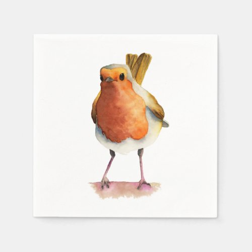 Robin Bird Watercolor Painting Napkins