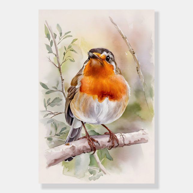 Robin Bird Watercolor Painting Poster (Front)