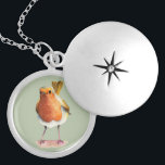 Robin Bird Watercolor Painting Silver Plated Necklace<br><div class="desc">This is a watercolor painting of a robin on a tree branch. It’s tail is up in the air.</div>
