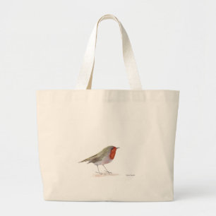 Robin bird watercolor winter Christmas Xmas Large Tote Bag