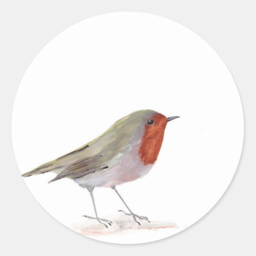 Robin bird watercolor winter Festive Christmas  Classic Round Sticker