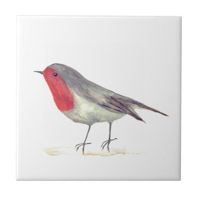 Robin Bird Wildlife Watercolor Vintage Colorful  Ceramic Tile (Front)