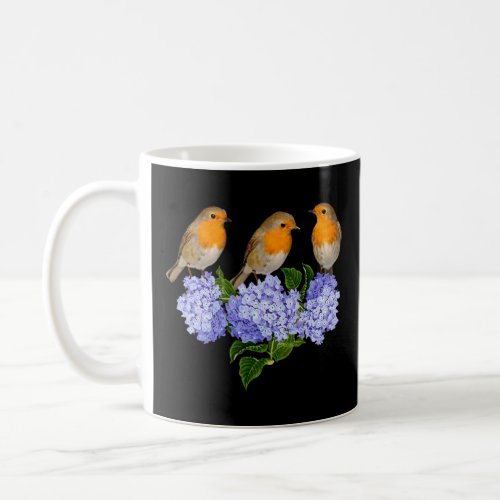 Robin Birds  Hydrangea Flowers European Robin Orn Coffee Mug