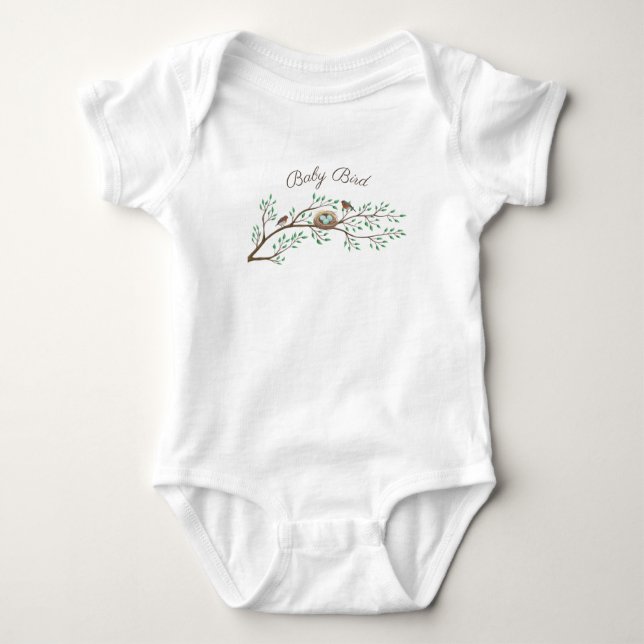 Robin Birds Nest Eggs Spring Baby Shower Baby Bodysuit (Front)