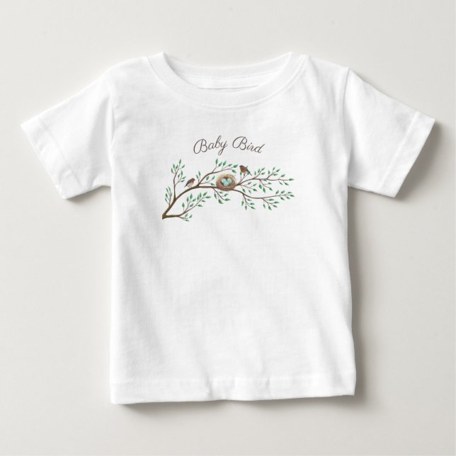 Robin Birds Nest Eggs Spring Baby Shower Baby T-Shirt (Front)