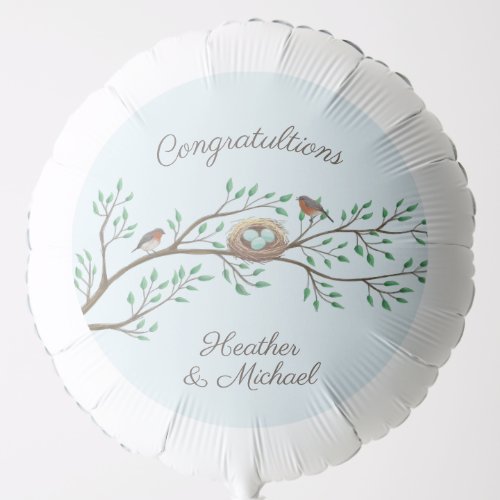 Robin Birds Nest Eggs Spring Baby Shower Balloon