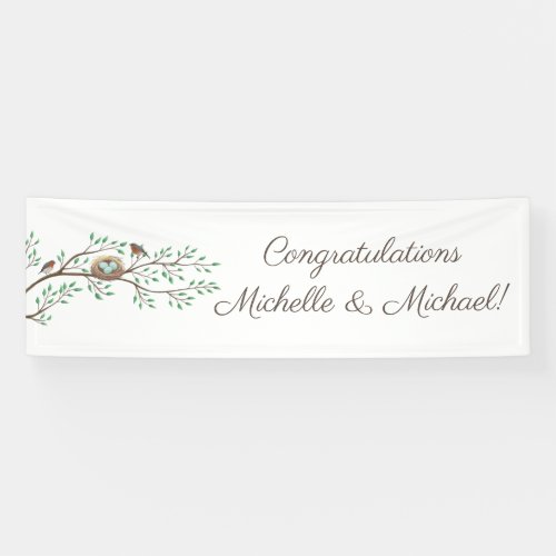 Robin Birds Nest Eggs Spring Baby Shower Banner