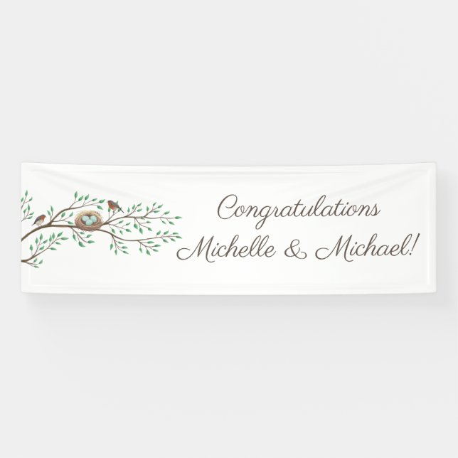 Robin Birds Nest Eggs Spring Baby Shower Banner (Horizontal)
