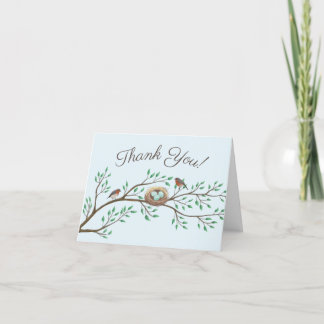 Robin Birds Nest Eggs Spring Baby Shower Letterpress Thank You Card