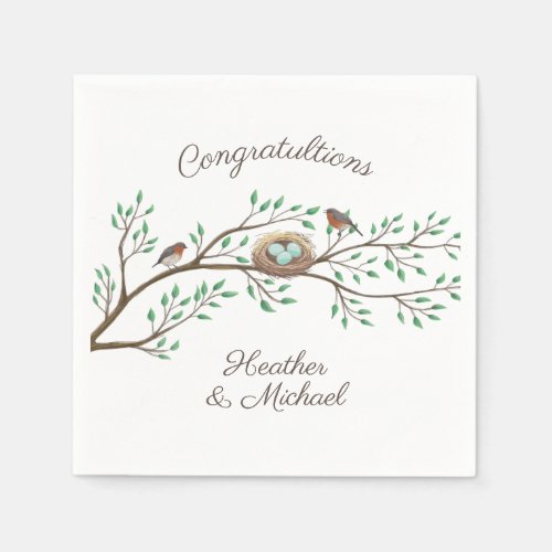 Robin Birds Nest Eggs Spring Baby Shower Napkins