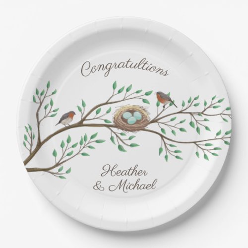 Robin Birds Nest Eggs Spring Baby Shower Paper Plates