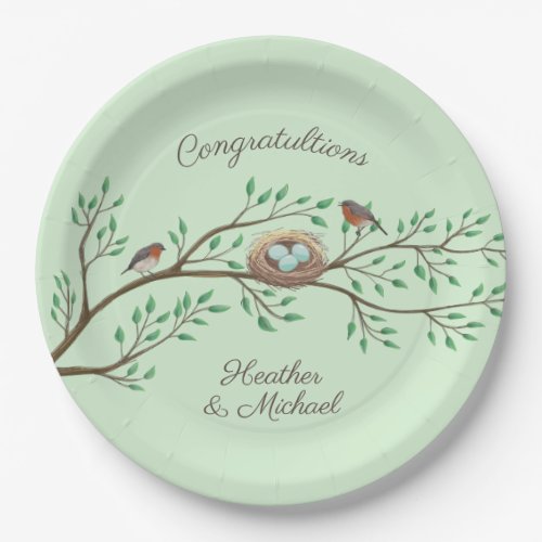 Robin Birds Nest Eggs Spring Baby Shower Paper Plates