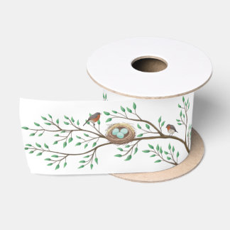 Robin Birds Nest Eggs Spring Baby Shower Satin Ribbon