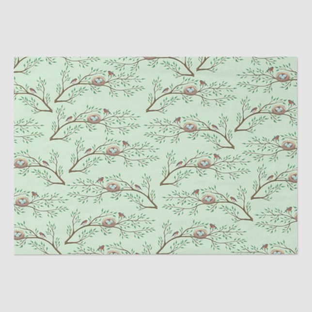 Robin Birds Nest Eggs Spring Baby Shower Tissue Paper (Front)