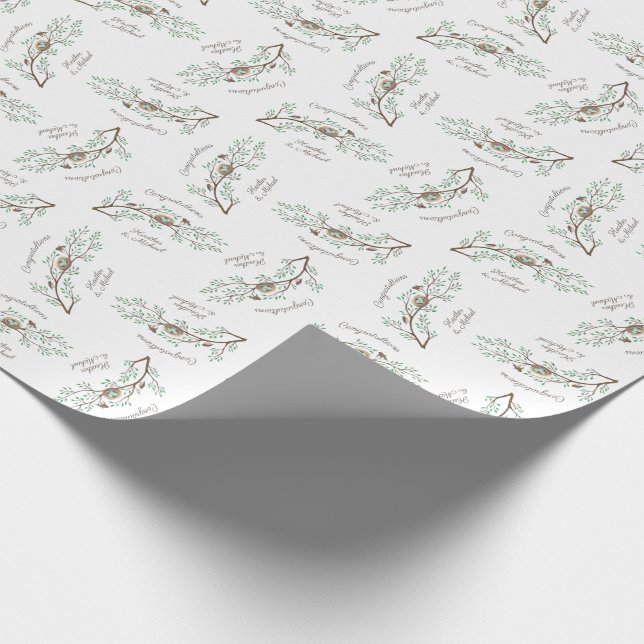 Robin Birds Nest Eggs Spring Baby Shower Wrapping Paper (Corner)
