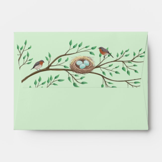 Robin Birds Nest Spring Baby Shower Envelope (Back (Top Flap))