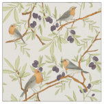 Robin birds on olive branches fabric