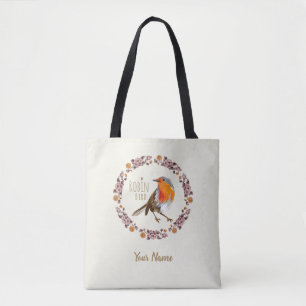 Robin Botanical vintage Flowers for bird lover Tote Bag