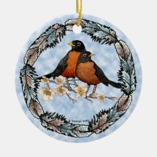 Robin branch ornament