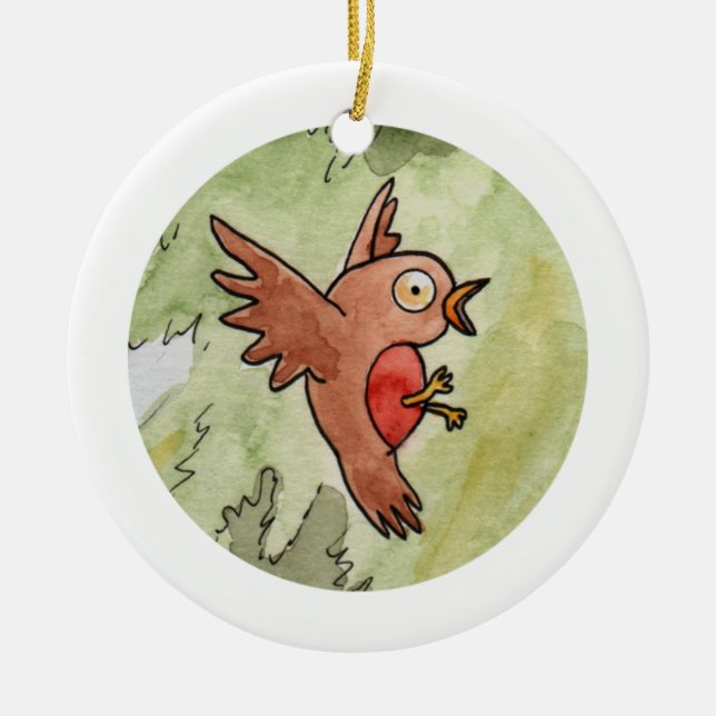 Robin Ceramic Ornament (Front)