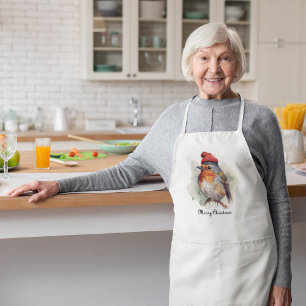 Robin Christmas Cottage Baking Charm Apron